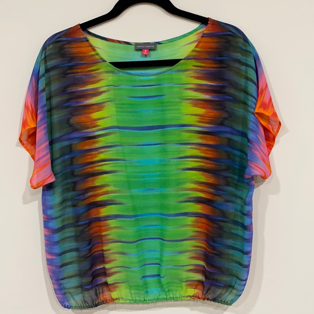 Vince Camuto Sheer Tie Dye Print Blouse